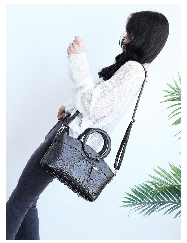Ella™ - Elegant Handmade Leather Croco Bag