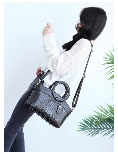 Ella™ - Elegant Handmade Leather Croco Bag